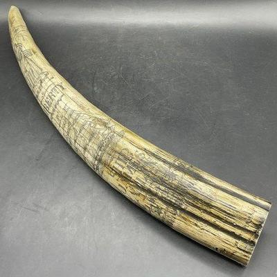 Resinous Nautical Motif Scrimshaw Tusk Statue
