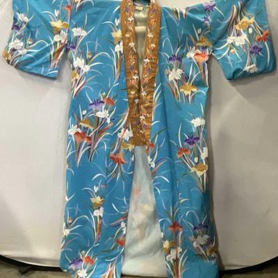 HAYASHI KIMONO Blue Floral Pattern Kimono, Japan
