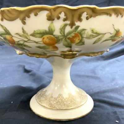 T&V FRANCE Ornate Porc Pedestaled Bowl
