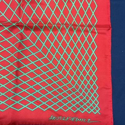 Richard Anuszkiewicz Orange Geometric Silk Scarf,
