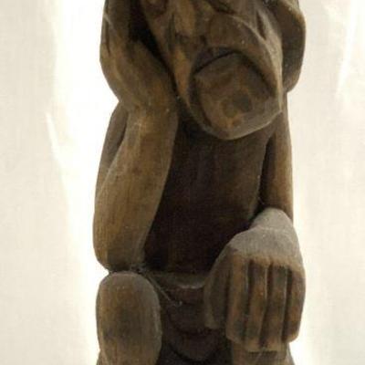 Vtg Carved Wooden Seated Jesus Christ Figure
