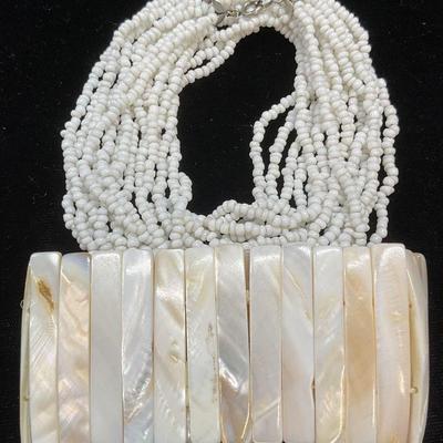 Lot 2 Mother of Pearl Bracelet, White Necklace
