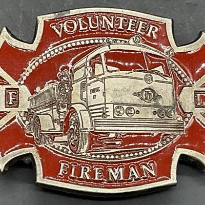 1979 INSTYLE Red Enamel Metal Firefighter Buckle
