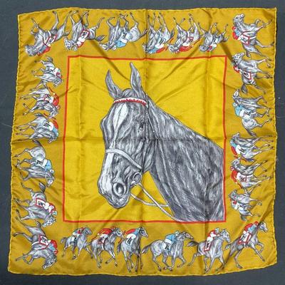 Dumont Horse Jockey Equestrian Silk Scarf Italy
