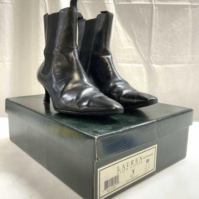 RALPH LAUREN KYLE Blk Burnished Calf Heel 8B w Bx
