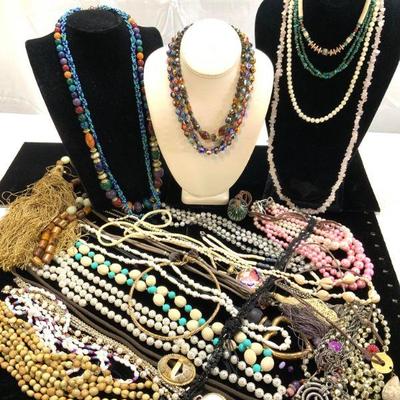 Vntg Lot Costume , Murano, & Rose Quartz Necklaces
