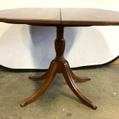 Vintage Wooden Flip Leaf Pedestal Dining Table
