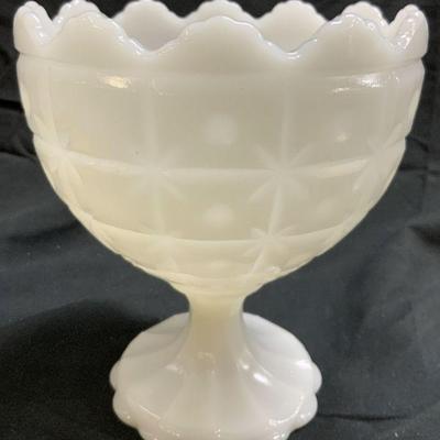 NAPCO Milk Glass Goblet W Relief Detail
