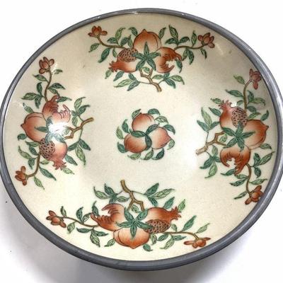 NEIMAN MARCUS H Painted Porc Bowl W Metal Casing
