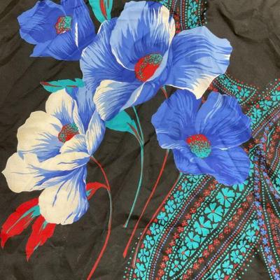 Laura BORGHESE Black Floral Print Scarf
