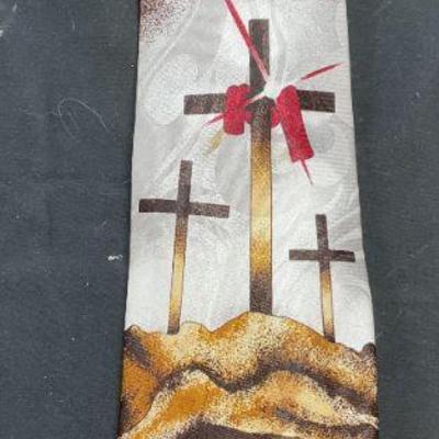Steven Harris Religious Cross Print Tie
