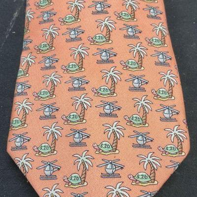 Vineyard Vine Pink Palm Tree Silk Tie
