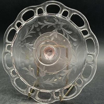 Vintage Pink Depression Glass Pedestal Dish
