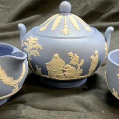 WEDGWOOD Lot 3 Vintage Assorted Blue Jasperware
