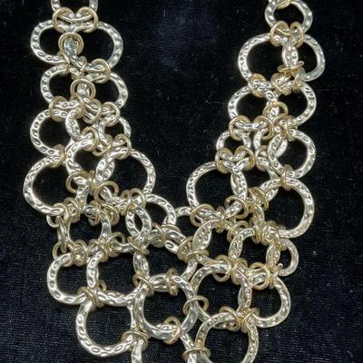Gold Tone Chain Bib Necklace
