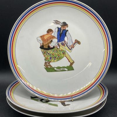 Lot 3 CMIELOW POLAND Vintage Folk Dance Plates

