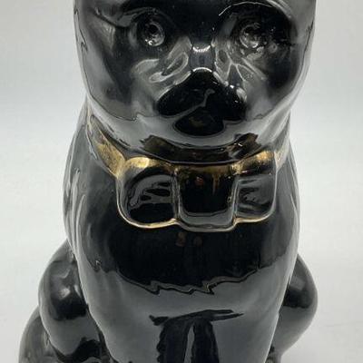 SADLER ENGLAND Signed Black Pottery Cat Figural
