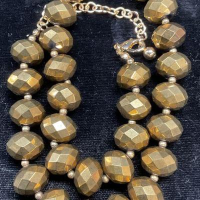 Gold Tone Faceted Beaded Necklace
