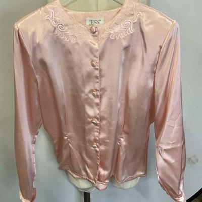 Tess Pink Satin Button Up Sleepwear Top
