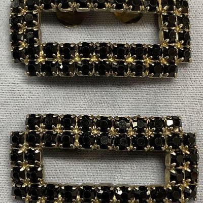 Pair Vintage Musi Black Crystal Shoe Clips
