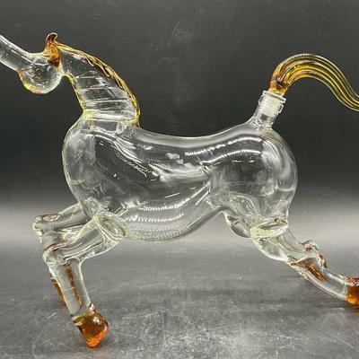 Art Glass Horse Form Decanter W/ Stopper
