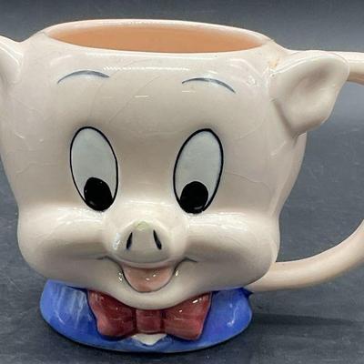 Vintage Ceramic Porky Pig Figural Mug

