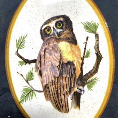 DOT Oval Ceramic Owl Wall Hanging
