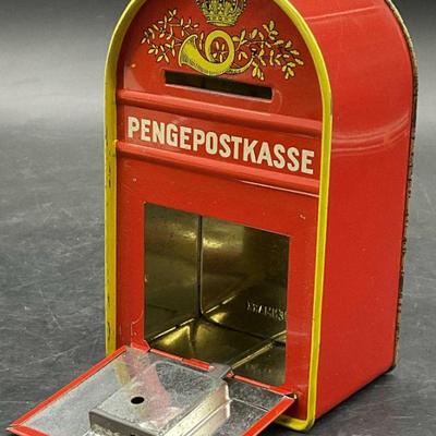 PENGEPOSTKASSE DENMARK Vintage Metal Coin Bank
