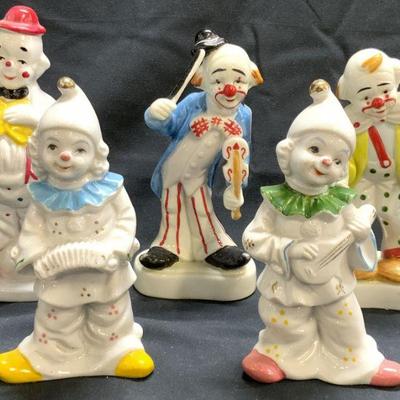 HOMCO Lot 5 Porcelain Clown Figures
