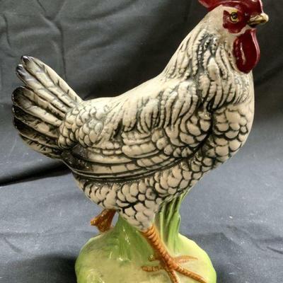 Hand Painted Porc Rooster Figure
