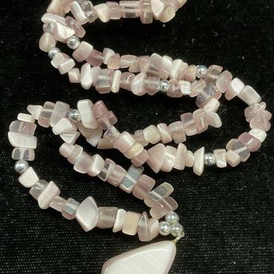 Iridescent Purple Beaded Glass Pendant Necklace
