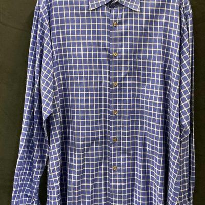 Vintage Silver Tone Blue Crystal Feather Brooch
DUNHILL Blue & White Checkered Button Up Shirt
