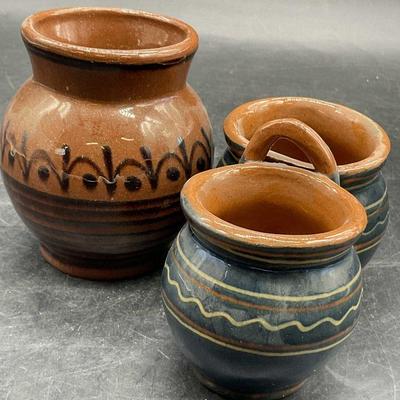 Lot 2 Vintage Hand Painted Pottery Vessels
