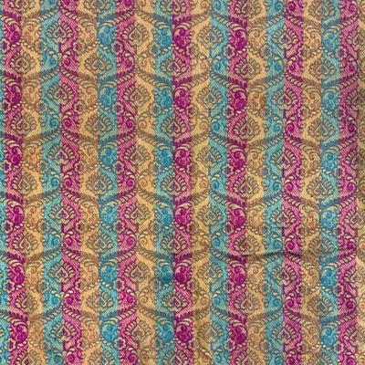 Vintage Fringed Striped & Patterned Textile Shawl
