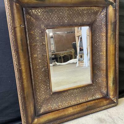 Wooden Pressed Tin Wall Mirror

