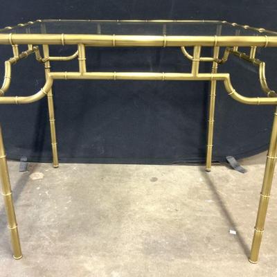 Gilt Metal Side Table W Glass Top
