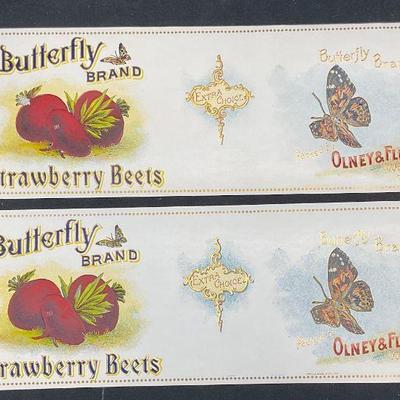 1920s Butterfly Strawberry Beets Crate Labels

