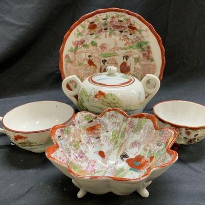 Lot 5 Hand Painted Asian Porcelain JAPAN
