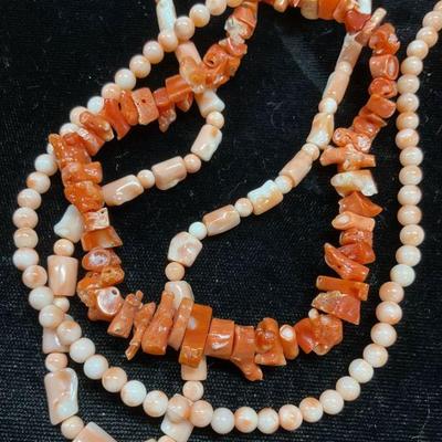 Lot 3 Vintage Red & Pink Coral Necklaces
