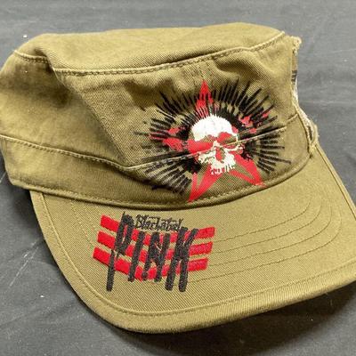 Black Label Green Cotton Skull Military Hat
