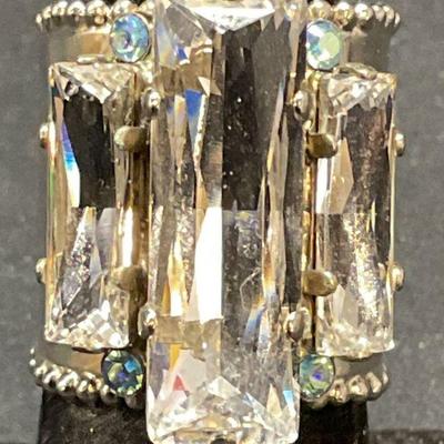 Sorrelli Silver Tone Crystal Cocktail Ring
