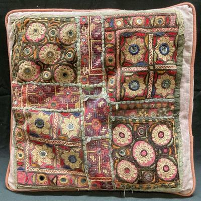 Vintage Handmade Patchwork Floral Pillow
