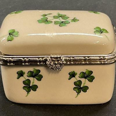 Liffey Porcelain Clover Trinket Box, Ireland
