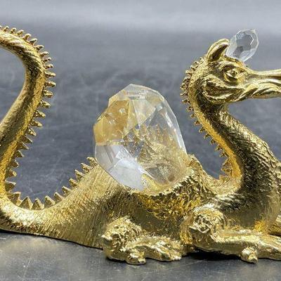 1984 SPOONTIQUES Vintage Gold Tn Crystal Dragon
