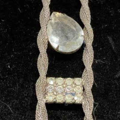 Vintage Silver Tone Chain & Crystal Belt
