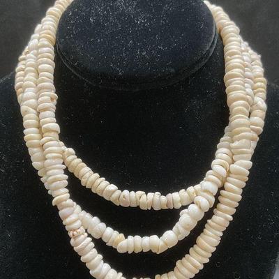 Lot 3 Vintage White Shell Beaded Necklaces
