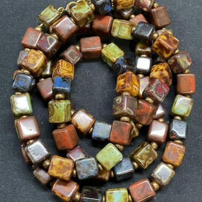 Vintage Glass Faux Stone Beaded Necklace
