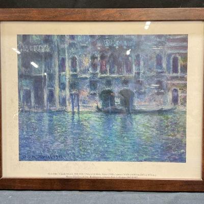 Framed Monet Palazzo Da Mula Venice Lithograph
