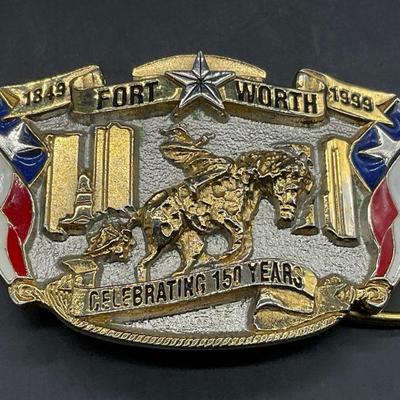 FORT WORTH USA 150th Anniversary Brass Buckle
