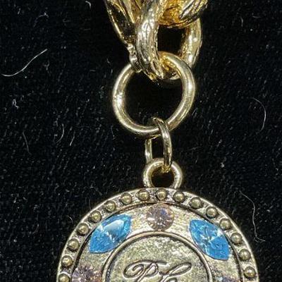 Avon Gold Tone Chain Crystal Pendant Bracelet
